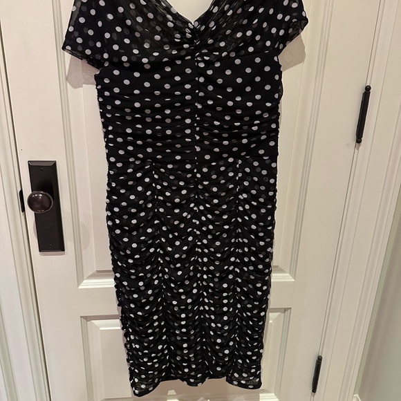 City Chic Ruched black/white polka dot dress plus size US 14 - Picture 12 of 14